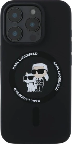 Etui plecki Karl Lagerfeld Silicone Karl&Choupette Heads Ring MagSafe do iPhone 16 Pro Black (3666339318666) - obraz 3