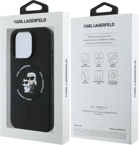 Etui plecki Karl Lagerfeld Silicone Karl&Choupette Heads Ring MagSafe do iPhone 16 Pro Black (3666339318666) - obraz 4