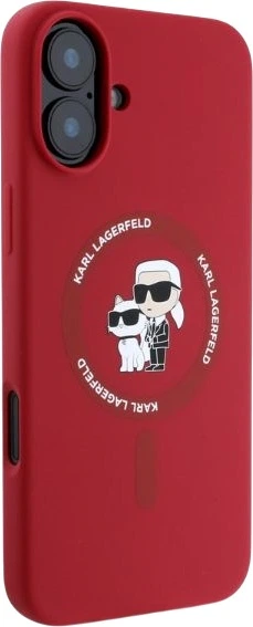 Etui plecki Karl Lagerfeld Silicone Karl&Choupette Heads Ring MagSafe do iPhone 16 Red (3666339318680) - obraz 2