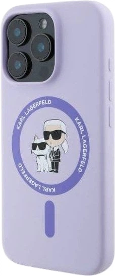 Etui plecki Karl Lagerfeld Silicone Karl&Choupette Heads Ring MagSafe do iPhone 16 Pro Max Purple (3666339318758) - obraz 3