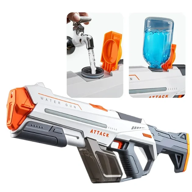 Водяний автомат із підсвічуванням Water Gun на акумуляторі 7.4V з автоматичним насосом Білий - зображення 2