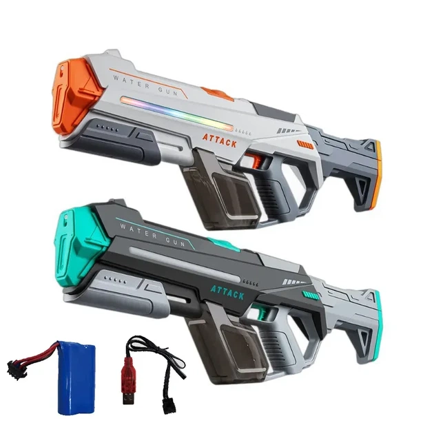 Водяний автомат із підсвічуванням Water Gun на акумуляторі 7.4V з автоматичним насосом Білий - зображення 6