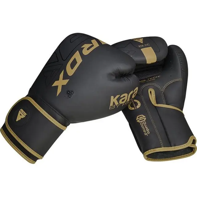 Рукавички боксерські з капою RDX F6 Kara Matte розмір 14 унцій, чорно-золотисті - изображение 3