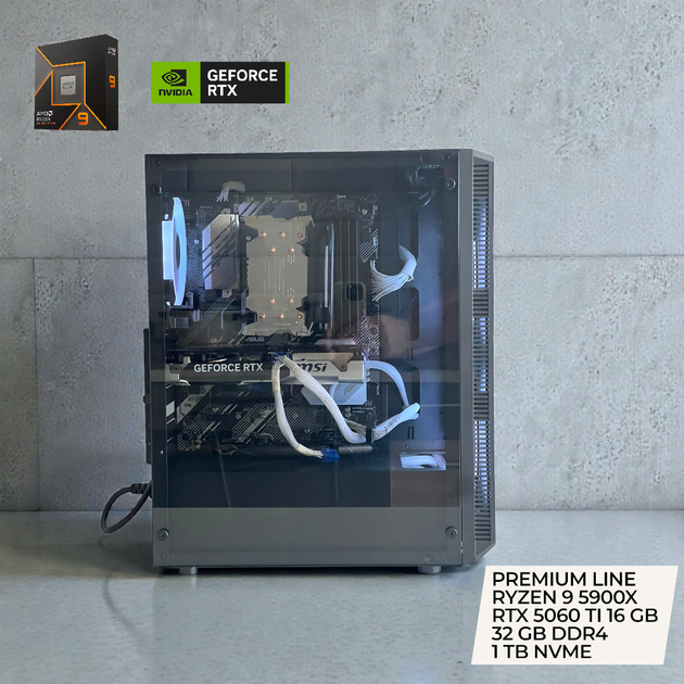Ігровий преміум ПК AMD Ryzen 9 5900X / NVIDIA RTX 5060 TI 16 GB / 32 GB DDR4 / 1 TB SSD M2 NVME / ASUS PRIME AMD 570P / CHIEFTEC POLARIS 750W / QUBE NEPTUNE - зображення 2