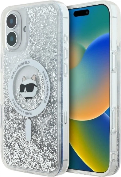Панель Karl Lagerfeld Liquid Glitter Choupette Head Magsafe для iPhone 16 Transparent (3666339319205) - зображення 1