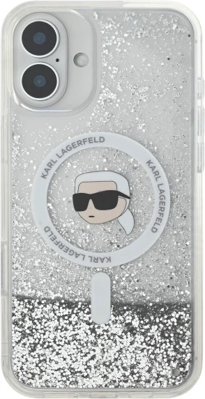 Панель Karl Lagerfeld Liquid Glitter Karl Head Magsafe для iPhone 16 Transparent (3666339319168) - зображення 3