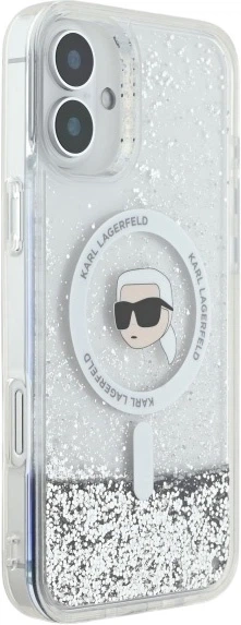 Панель Karl Lagerfeld Liquid Glitter Karl Head Magsafe для iPhone 16 Plus Transparent (3666339319175) - зображення 3