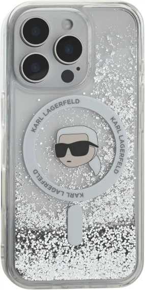 Панель Karl Lagerfeld Liquid Glitter Karl Head Magsafe для iPhone 16 Pro Transparent (3666339319182) - зображення 3