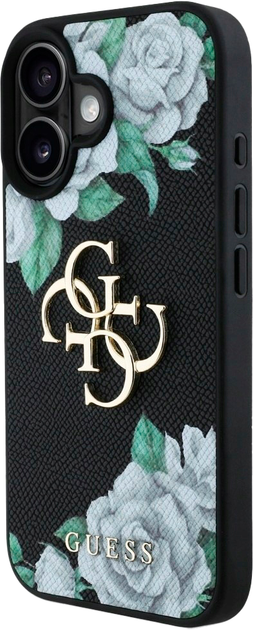 Панель Guess Grained Roses Big 4G для Apple iPhone 16 Black (3666339426927) - зображення 1