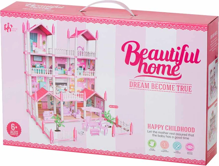 Domek dla lalek KIK Willa Różowa DIY 4 Poziomy Mebelki 61 cm (5903039733398) - obraz 6