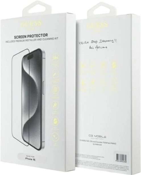Szkło hartowane Guess Screen Protector 2.5D Outline do Apple iPhone 16 Black (GUTGP16SBOKGCIT) - obraz 2