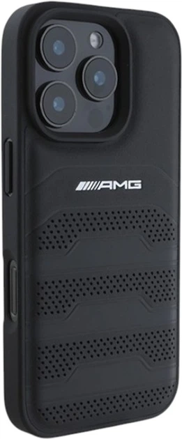 Панель AMG Leather Debossed Lines Black Logo для Apple iPhone 16 Pro Max Black (AMHCP16XGSEBK) - зображення 4