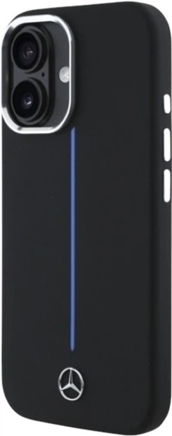 Etui Mercedes-Benz Silicone Blue Stripe MagSafe do Apple iPhone 16 Black (MEHMP16S23SUMBK) - obraz 2