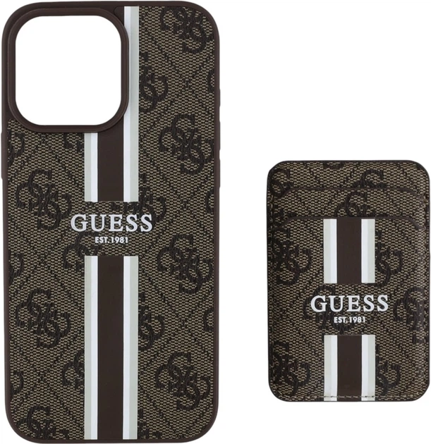 Панель Guess 4G Stripes with MagSafe Wallet для Apple iPhone 16 Pro Max Brown (GUBPHCP16XP4RPSW) - зображення 3