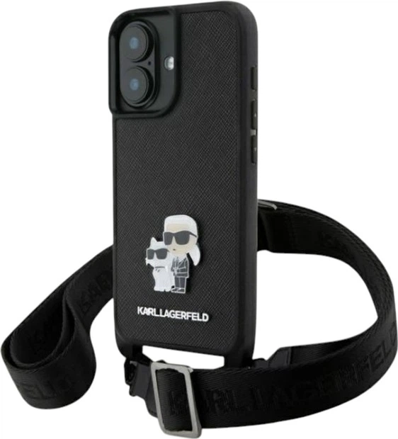 Панель Karl Lagerfeld Saffiano Karl&Choupette Metal Pin CBDY Strap для Apple iPhone 16 Black (KLHCP16SSAKCPBK) - зображення 1