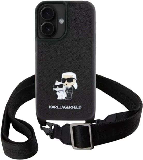 Панель Karl Lagerfeld Saffiano Karl&Choupette Metal Pin CBDY Strap для Apple iPhone 16 Black (KLHCP16SSAKCPBK) - зображення 2