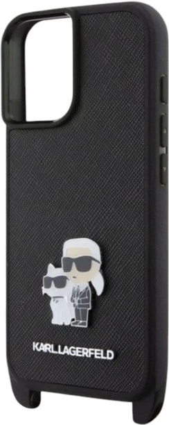 Панель Karl Lagerfeld Saffiano Karl&Choupette Metal Pin CBDY Strap для Apple iPhone 16 Black (KLHCP16SSAKCPBK) - зображення 4