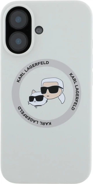 Etui Karl Lagerfeld Silicone Double Heads And Circle MagSafe do Apple iPhone 16 Beige (KLHMP16SSKCHTCE) - obraz 3