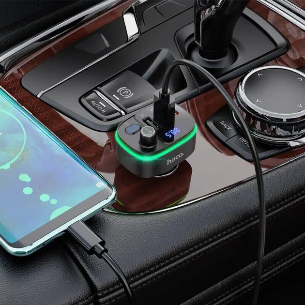 FM-модулятор HOCO E62 2USB PD20W QC3.0 bluetooth 5.0 чорний - Фото 2 FM-модулятор HOCO E62 2USB PD20W QC3.0 bluetooth 5.0 чорний - изображение 2