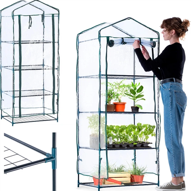 Szklarnia ogrodowa 4-poziomowa Kadax Salbris 170 x 68 cm Ciemnozielona (K11331) - obraz 9