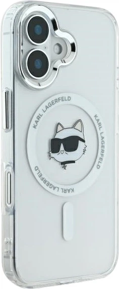 Etui plecki Karl Lagerfeld IML Metal Choupette Head MagSafe do iPhone 16 Plus White (3666339318093) - obraz 4