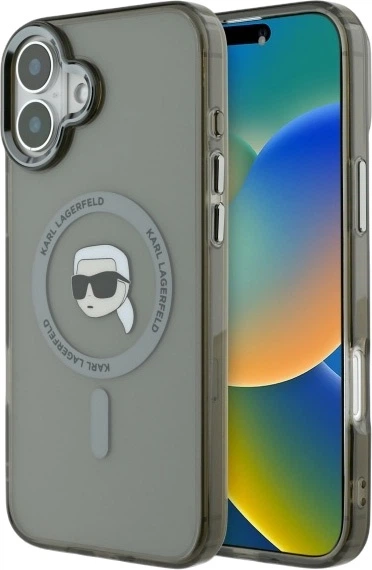 Панель Karl Lagerfeld IML Metal Karl Head MagSafe для iPhone 16 Plus Black (3666339318178) - зображення 1