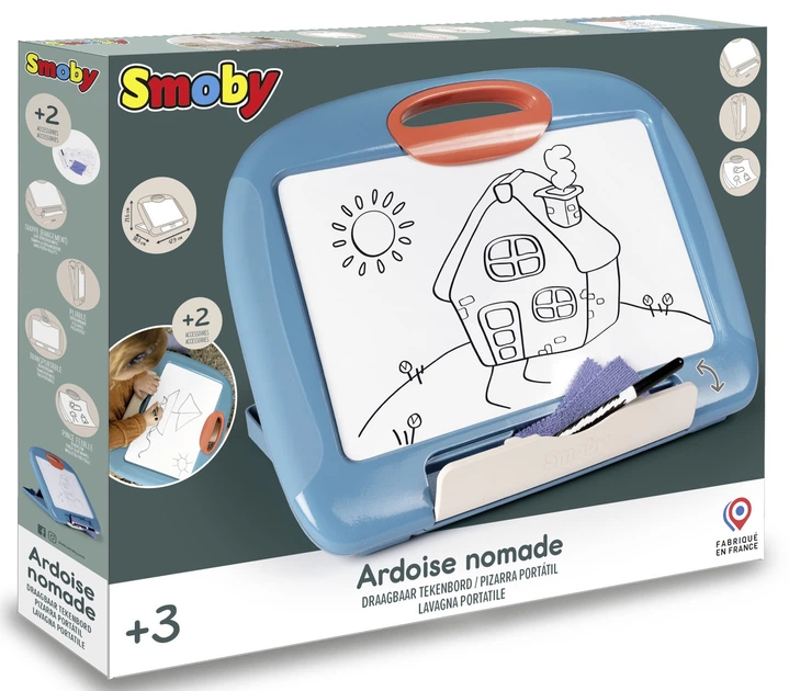 Mobilna tablica Smoby Toys do rysowania 27 x 43 x 31 cm Niebieska (410713) (3032164107131) - obraz 1