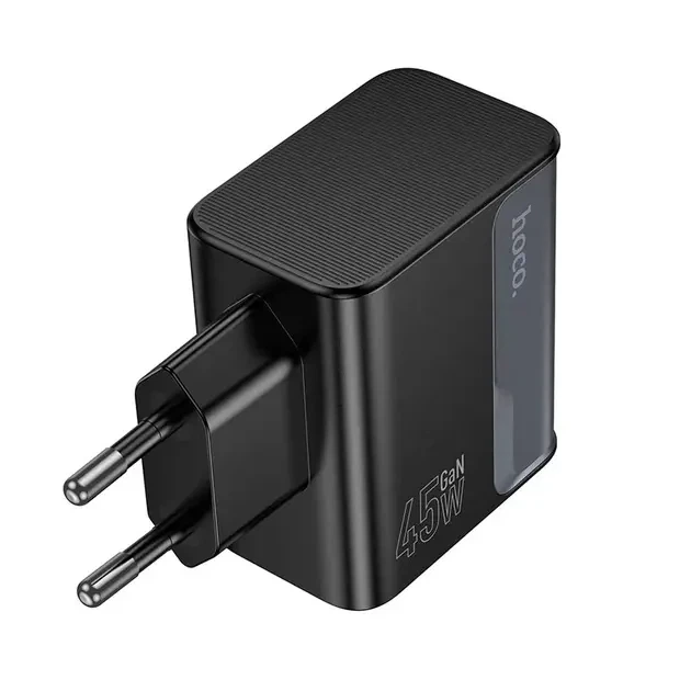 Зарядне HOCO CS75A 2Type-C 1USB GaN70W PD45W чорне - Фото 3 Зарядне HOCO CS75A 2Type-C 1USB GaN70W PD45W чорне - изображение 3