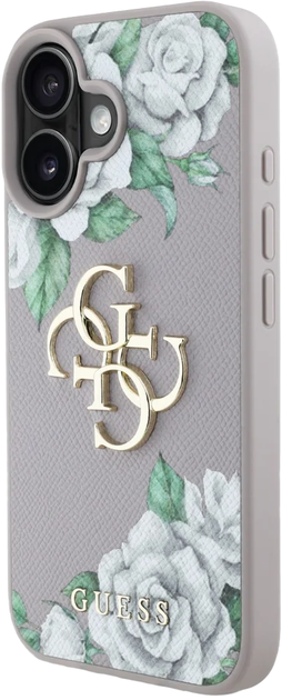 Панель Guess Grained Roses Big 4G для Apple iPhone 16 Purple (3666339427221) - зображення 4