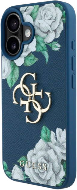 Панель Guess Grained Roses Big 4G для Apple iPhone 16 Blue (3666339427375) - зображення 2
