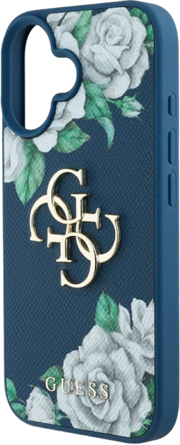 Панель Guess Grained Roses Big 4G для Apple iPhone 16 Blue (3666339427375) - зображення 6