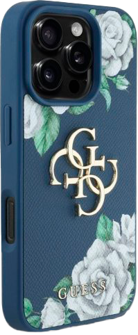 Панель Guess Grained Roses Big 4G для Apple iPhone 16 Pro Blue (3666339427399) - зображення 4