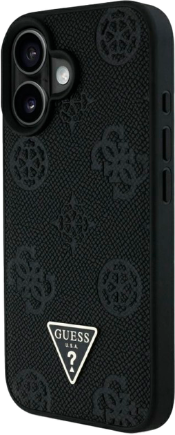 Панель Guess Grained Hot Stamp Peony Triangle Logo MagSafe для Apple iPhone 16 Black (3666339427528) - зображення 4