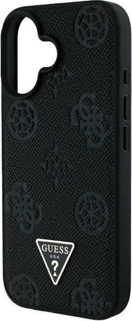 Панель Guess Grained Hot Stamp Peony Triangle Logo MagSafe для Apple iPhone 16 Black (3666339427528) - зображення 6