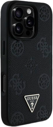 Панель Guess Grained Hot Stamp Peony Triangle Logo MagSafe для Apple iPhone 16 Pro Black (3666339427542) - зображення 2