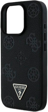 Панель Guess Grained Hot Stamp Peony Triangle Logo MagSafe для Apple iPhone 16 Pro Black (3666339427542) - зображення 5