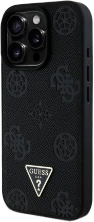 Панель Guess Grained Hot Stamp Peony Triangle Logo MagSafe для Apple iPhone 16 Pro Max Black (3666339427559) - зображення 4