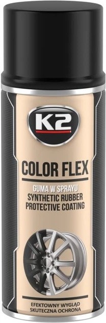 Рідка гума в аерозолі K2 Color Flex Чорний глянець 400 мл (5906534013651) - зображення 1