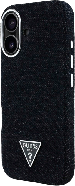 Etui Guess Denim Triangle Logo MagSafe do Apple iPhone 16 Black (3666339428129) - obraz 2