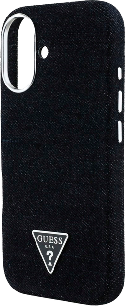 Etui Guess Denim Triangle Logo MagSafe do Apple iPhone 16 Black (3666339428129) - obraz 6