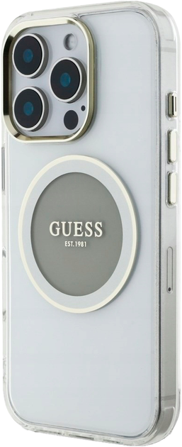 Панель Guess IML Metal Colored Circle Classic Logo MagSafe для Apple iPhone 16 Pro Max Transparent/Gray (3666339428754) - зображення 2