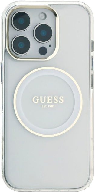 Панель Guess IML Metal Colored Circle Classic Logo MagSafe для Apple iPhone 16 Pro Transparent/White (3666339428891) - зображення 3