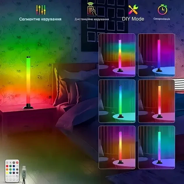Смарт RGB видеосветило 2 шт LED неоновая лампа с Bluetooth, управление через телефон, умные светодиодные жезлы для фото, видео и п - изображение 6