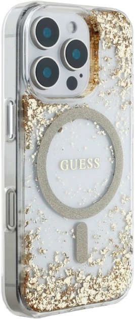 Панель Guess HC Resin Bottom Glitter MagSafe для Apple iPhone 16 Pro Max Gold (3666339429515) - зображення 4