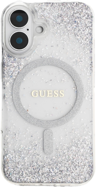 Панель Guess HC Resin Bottom Glitter MagSafe для Apple iPhone 16 Silver (3666339429935) - зображення 3
