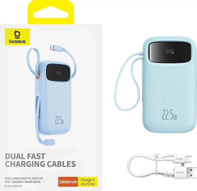Powerbank Baseus Qpow2 20000 mAh 22.5W Blue (P10055002313-00) - obraz 8