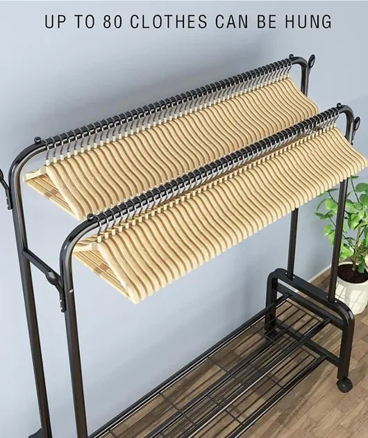 Стойка-вешалка для одежды и обуви Multipurpose Hanger черный металл 110x57x150 см - изображение 4