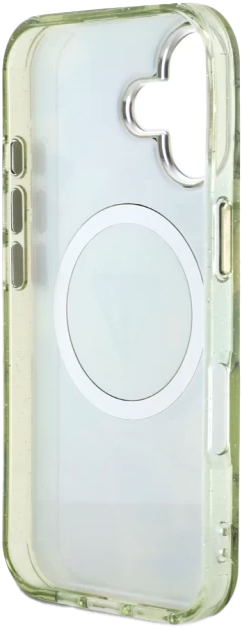 Etui Guess Glitter Flowers Triangle Buttons MagSafe do Apple iPhone 16 Green (3666339430665) - obraz 7