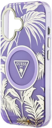 Etui Guess Glitter Flowers Triangle Buttons MagSafe do Apple iPhone 16 Purple (3666339432317) - obraz 5
