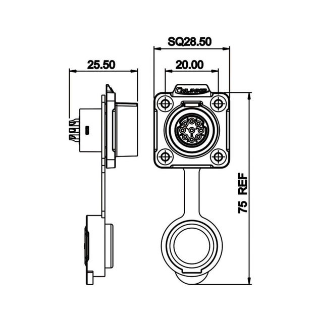 Панельна герметична розетка CNlinko LP-16-J09SX-03-401, IP67, 9pin, 5A/250В - зображення 4